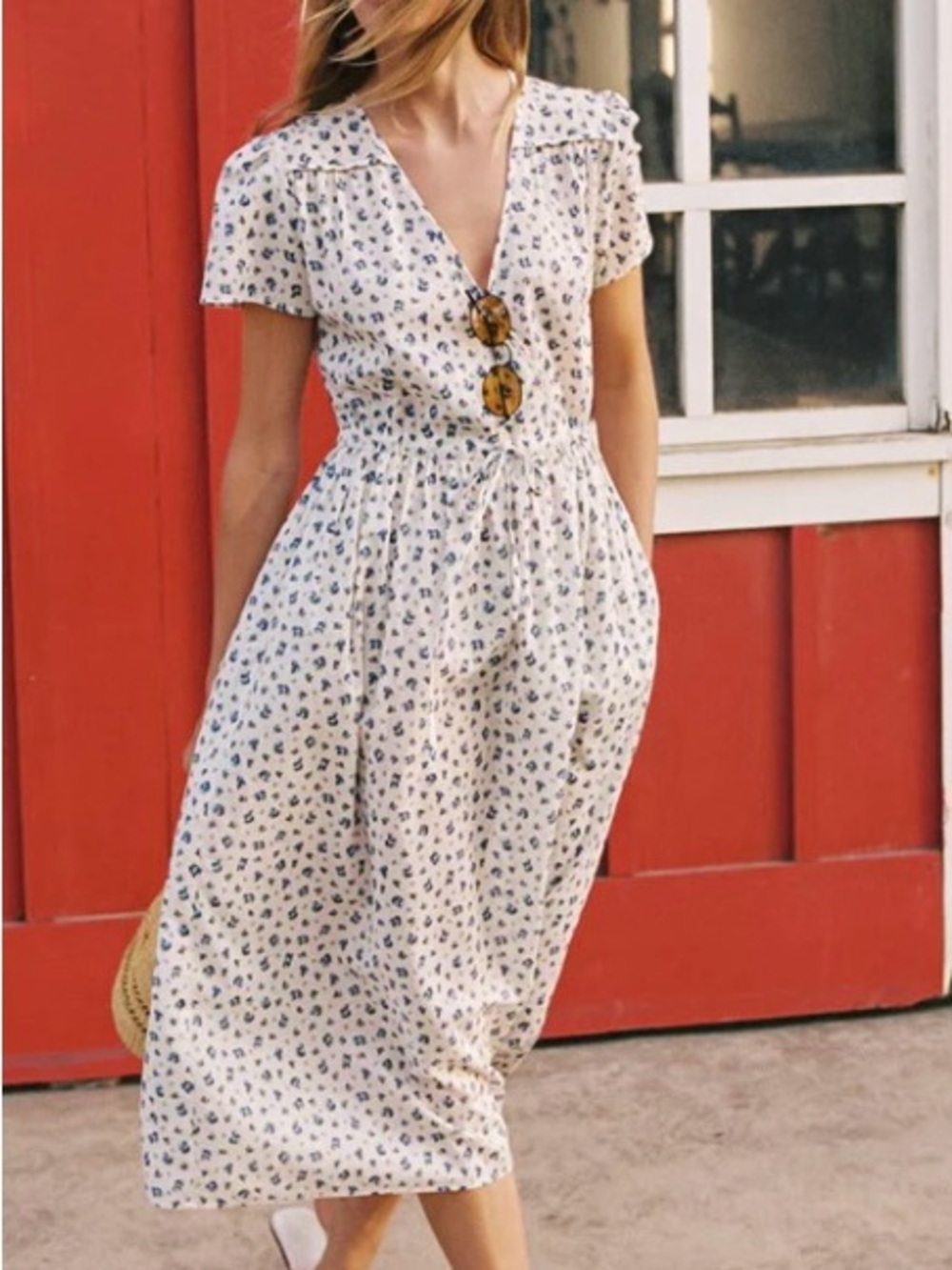 Christy Dawn - The Simple Dawn Dress in Cream Blueberry Harvest